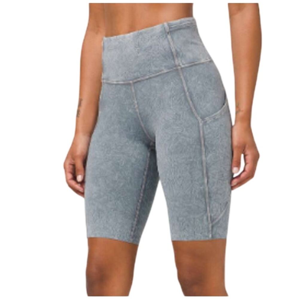 Lululemon Fast and Free 10" Ice Dye Wash Asphalt Grey Sport Comfort Biker Shorts
